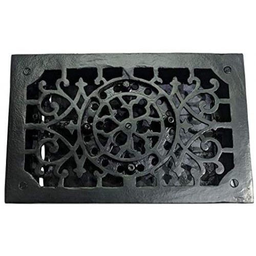 "Dibzahab" Black Antique Iron Wall and Floor Register with Cast Iron Louver 